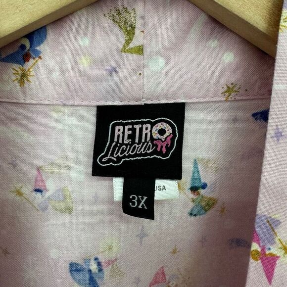 Retrolicious Women’s Pale Pink All Over Fairy Print Bow Sleeveless Tank Blouse - Picture 4 of 8